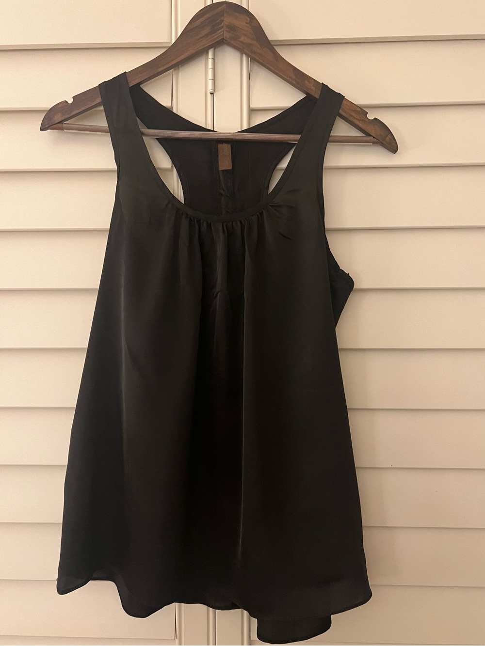 Women’s Black Racerback Satin Feel Tank Top, Size Small
